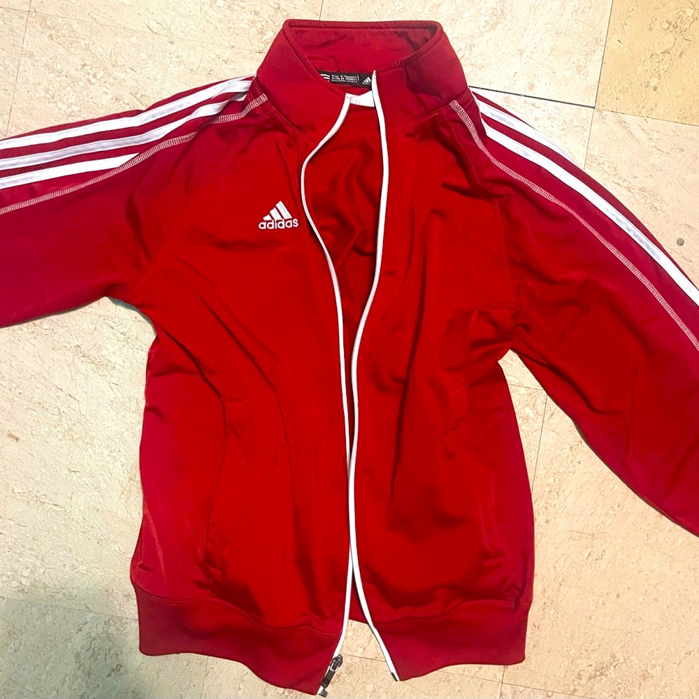 Red addidas sweater